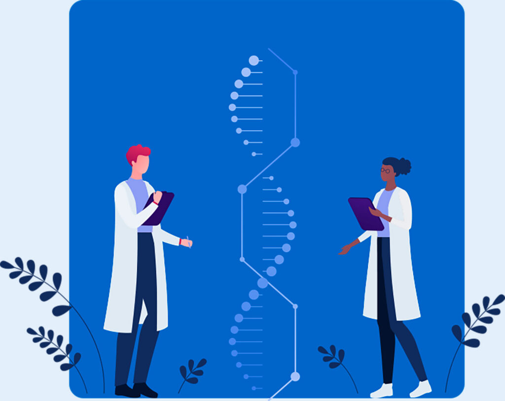 Doctors review dna graphic